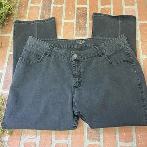 Lee Womens Plus Size 20W Petite Black Denim Mid-Rise Bootcut Jeans